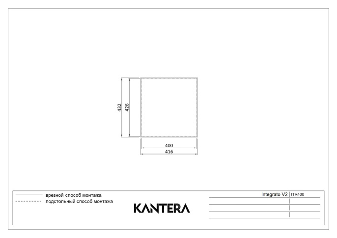 Мойка для кухни Kantera Integrato V2 ITR400 (K)