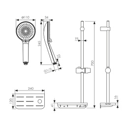 Душевая стойка Kaiser R-1110 с душем 4-jet, хром