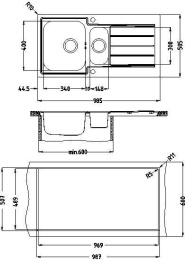 Мойка для кухни Alveus Line Maxim 10 (Satin) FS, клапан-автомат