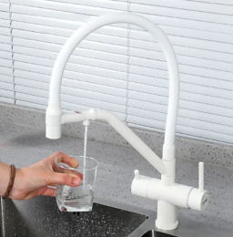 Смеситель для кухни с гибким изливом Gappo G4398-88 белый