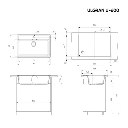 Мойка для кухни Ulgran U-600 антрацит
