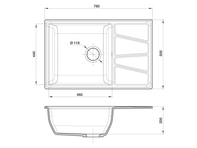 Мойка для кухни GranFest VERTEX 780L кашемир