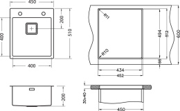 Мойка для кухни Alveus Stylux 10 BRS, нерж. сталь брашированная, клапан-автомат