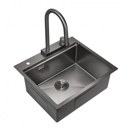 Комплект мойка и смеситель для кухни Milacio Denia 57 Steel (MC.77409) сталь воронёная