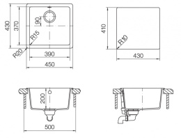 Мойка для кухни Schock Quadro 50 Cristalite альпина