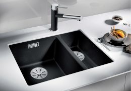 Мойка Blanco Subline 340/160-U черный чаша справа, отводная арматура InFino®