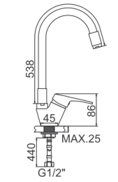 Смеситель для кухни с гибким изливом Ledeme L4153-1 красный/хром