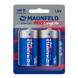 Батарейки MAUNFELD PRO Long Life Alkaline D(LR20) MBLR20-BL2, блистер 2 шт.