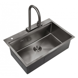Комплект мойка и смеситель для кухни Milacio Denia 75 Steel (MC.77429) сталь воронёная