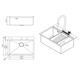 Комплект мойка и смеситель для кухни Milacio Denia 68 Steel (MC.77410) сталь нержавеющая