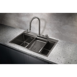 Комплект мойка и смеситель для кухни Milacio Denia 75 Steel (MC.77429) сталь воронёная