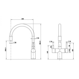 Смеситель для кухни Milacio Ultra 560 (MCU.560.GDW) брашированное золото белый шланг