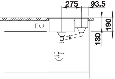 Мойка Blanco Subline 340/160-F антрацит, отводная арматура InFino®