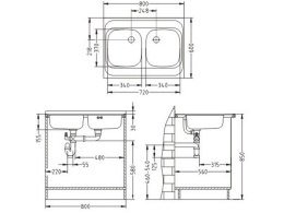 Мойка для кухни Alveus Classic 40 Nat-60 800X600