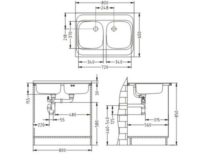 Мойка для кухни Alveus Classic 40 Nat-60 800X600