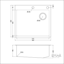 Мойка для кухни Emar EMB-560(TOP) PVD Nano Satin