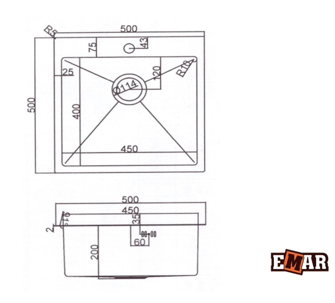 Мойка для кухни EMAR EMB-117A PVD Nano Satine