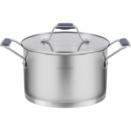 Кастрюля MAUNFELD MADISON MF50MS01CR из нержавеющей стали со стеклянной крышкой, 22 см, 4,7 л.