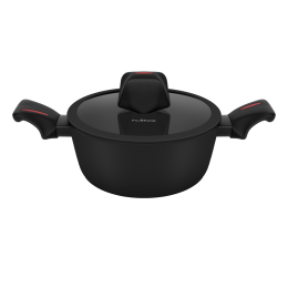 Кастрюля FILIGRANA CARITA FG20CRT01CS из кованого алюминия со стеклянной крышкой, 20 см