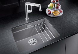 Мойка для кухни Blanco Etagon 500-U черный, отводная арматура InFino®