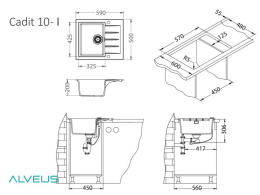 Мойка для кухни Alveus Cadit 10 Arctic G11, клапан-автомат