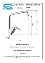 Смеситель для кухни Remer Ten T 42 U