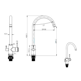 Смеситель для кухни Kern 2056 Antracide