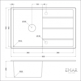 Мойка для кухни Emar EMQ-1800.Q алмаз