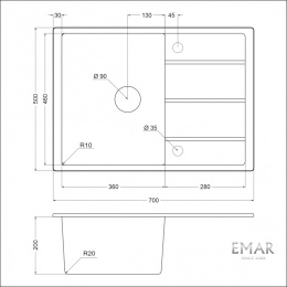 Мойка для кухни Emar EMQ-1700.Q алмаз