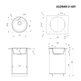 Мойка для кухни Ulgran U-601 графитовый