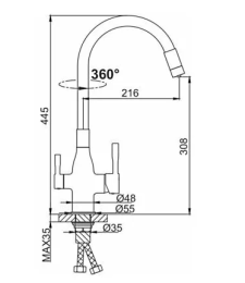 Смеситель для кухни с гибким изливом Frap H96 F4396-6 черный