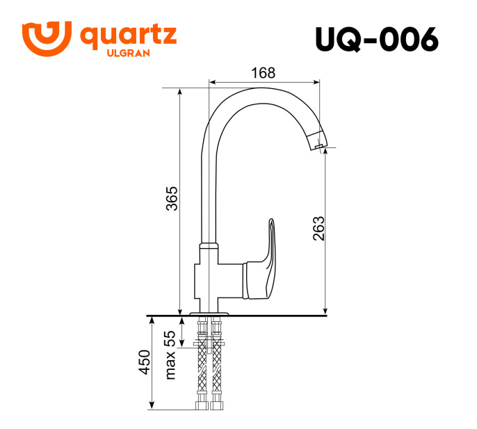 Смеситель для кухни Ulgran Quartz UQ-006 уголь