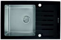 Мойка для кухни Seaman Eco Glass SMG-780B Black, вентиль-автомат