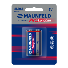 Батарейки MAUNFELD PRO Long Life Alkaline 9V(6LR61) MB9-BL1, блистер 1 шт.