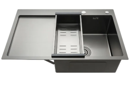 Мойка для кухни с коландером из нержавеющей стали Gappo GS7850-6R графит