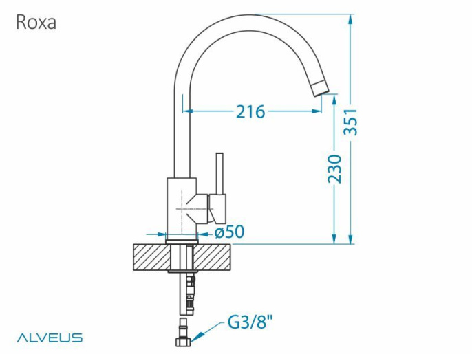 Смеситель для кухни Alveus Roxa Granital G11 Arctic