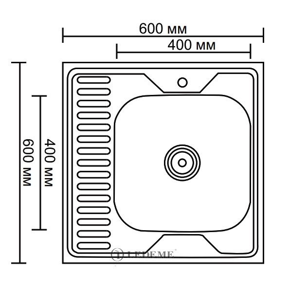 Мойка для кухни накладная Ledeme L96060-L глянцевая