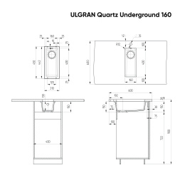 Мойка для кухни Ulgran Quartz Underground 160 асфальт