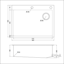 Мойка для кухни Emar EMB-660(TOP) PVD Nano Satin