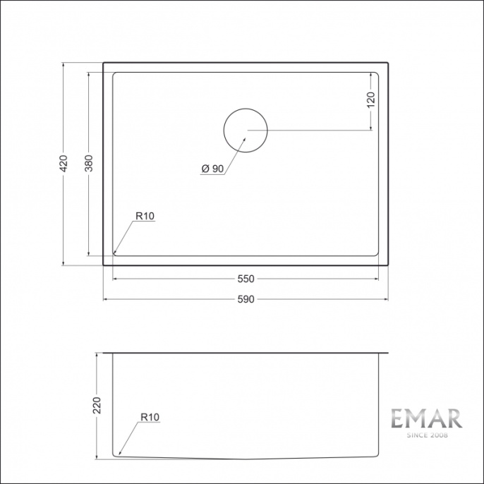 Мойка для кухни EMAR EMB-132 PVD Nano Golden