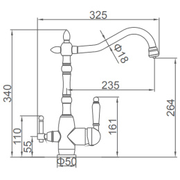 Смеситель для кухни Ledeme L4555-3 хром