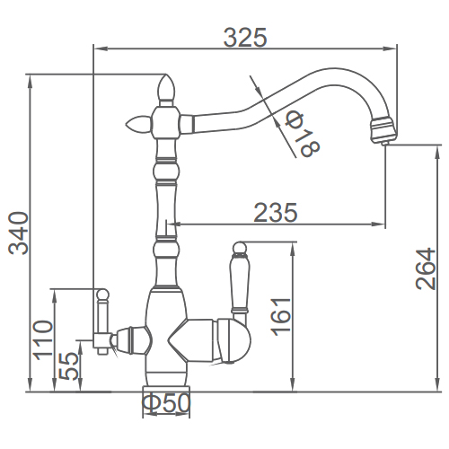 Смеситель для кухни Ledeme L4555-3 хром