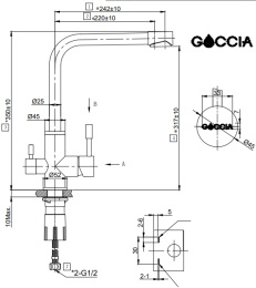 Смеситель для кухни 2-в-1 Goccia Freschezza, нерж. сталь