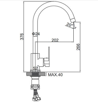 Смеситель для кухни Ledeme H716 L74016 нерж.сталь