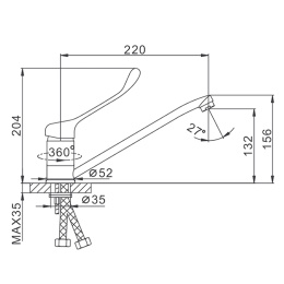 Смеситель для кухни Frap H54 F4254 хром