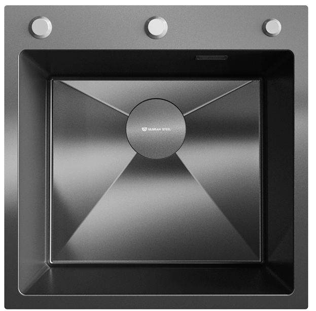 Мойка для кухни Ulgran STEEL 500x500 вороненая сталь