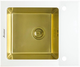 Мойка для кухни Seaman Eco Glass SMG-610W-Gold, вентиль-автомат