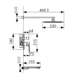 Душевая система скрытого монтажа KAISER Linear 59077 хром