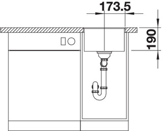 Мойка Blanco Subline 320-F тёмная скала, отводная арматура InFino®