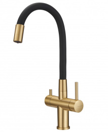 Смеситель для кухни Milacio Ultra 560 (MCU.560.GDB) брашированное золото черный шланг
